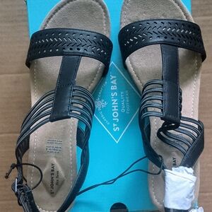 St. John's Bay Black Sandals with Adjustable Straps